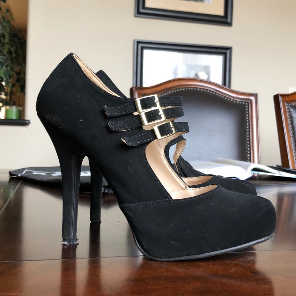 Strappy Black Platform Heels